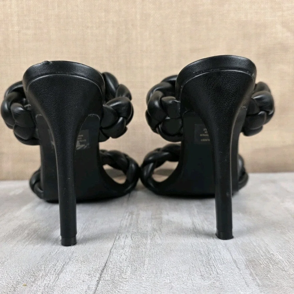 Steve Madden Women's Kenley Heeled Sandal Black 8M Stiletto Braided Disco Party